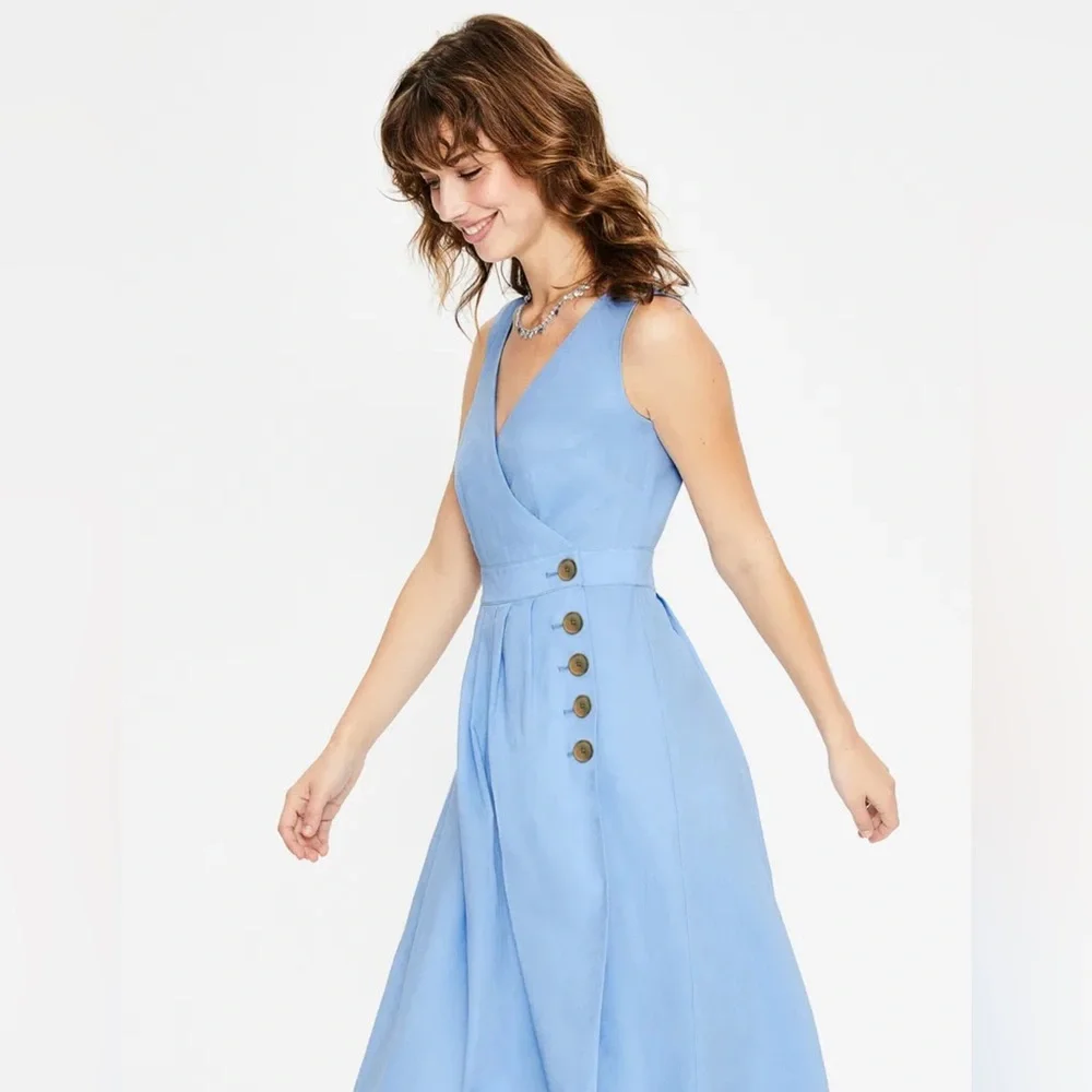 Boden Arwen Midi Dress - Hazy Blue (Size 10R) - Picture 2 of 6